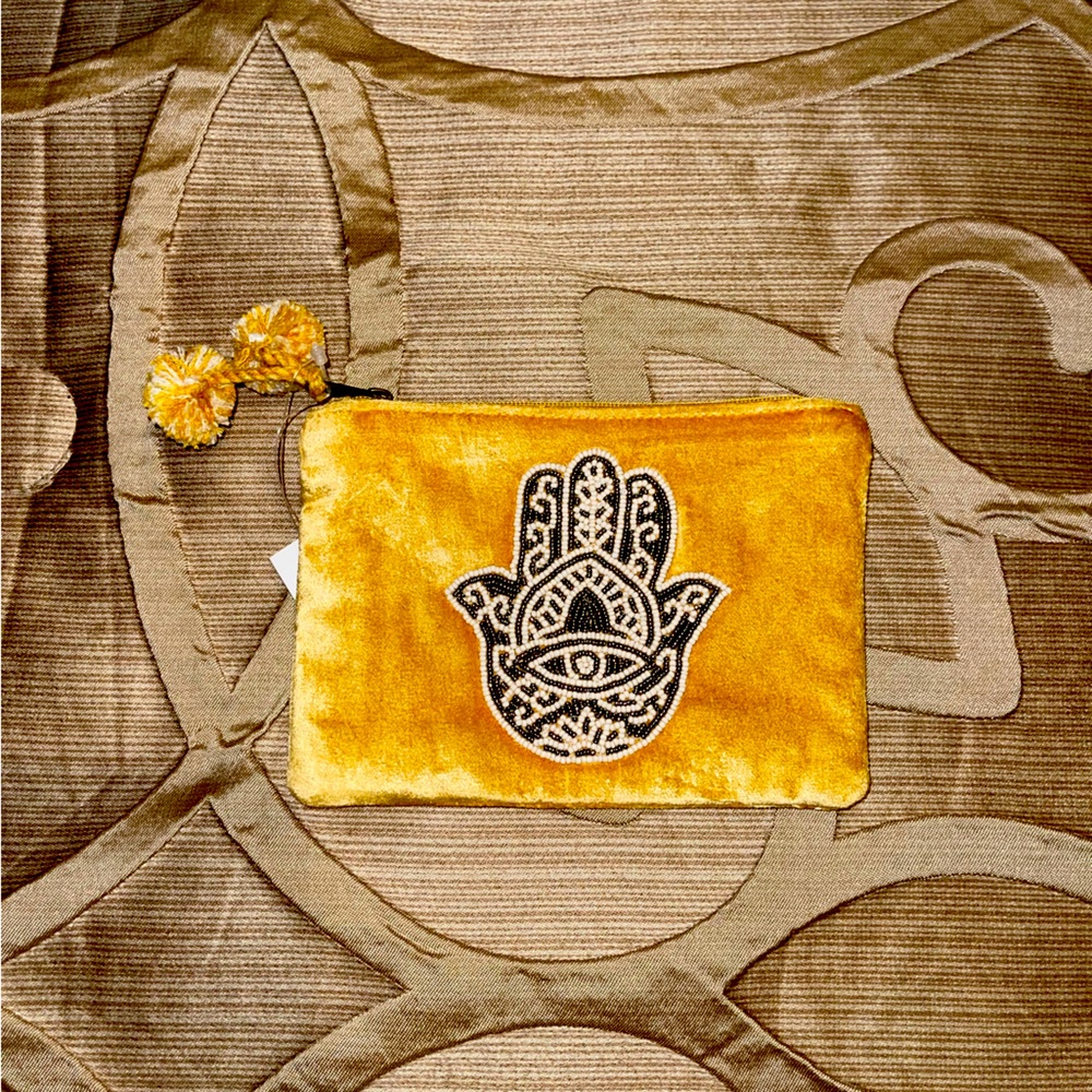 Hamsa beaded coin purse